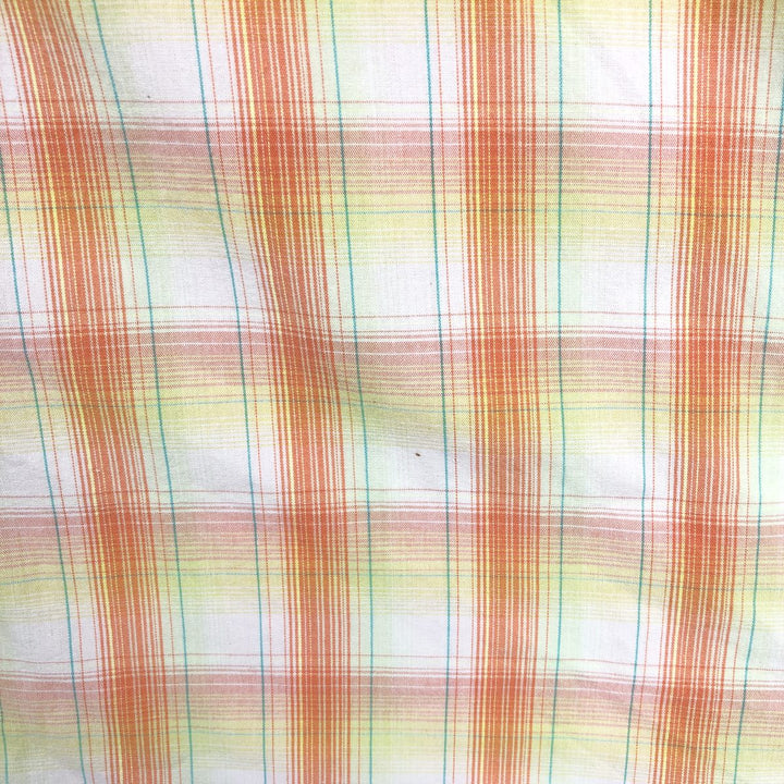 Lacoste short-sleeved button-down check shirt, size 40 (equivalent to men's M). cotton orange type Vintage Second Hand