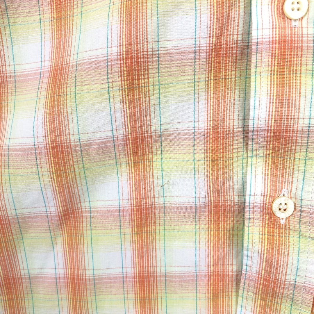 Lacoste short-sleeved button-down check shirt, size 40 (equivalent to men's M). cotton orange type Vintage Second Hand