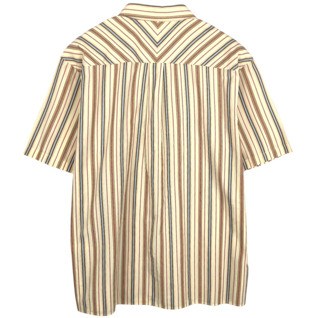 Tommy Hilfiger 80's 2-ply fabric short-sleeved striped shirt, men's size XL, boxy shirt. cotton yellow type Vintage Second Hand