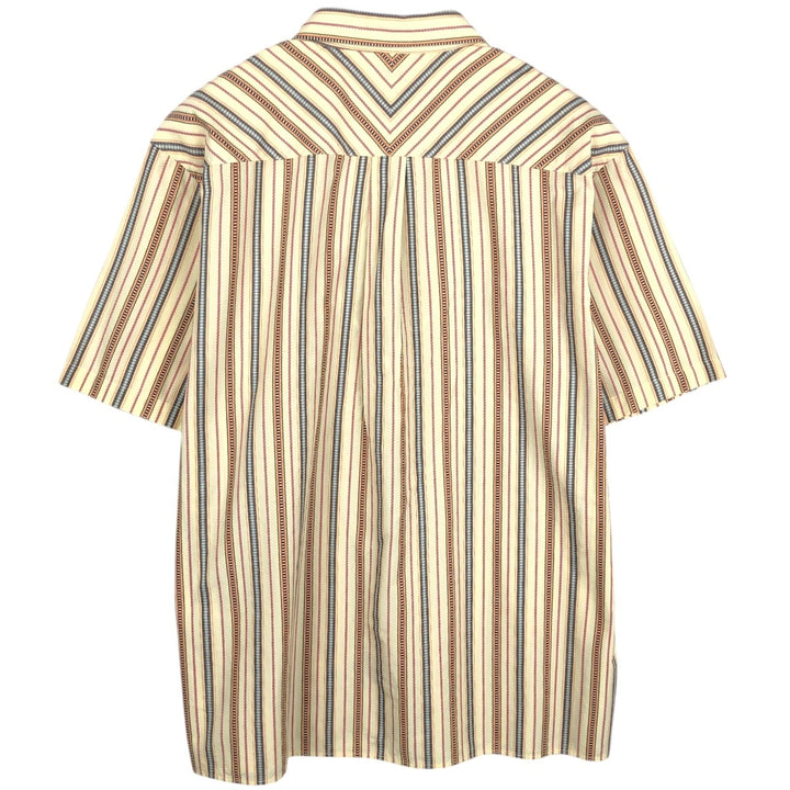 Tommy Hilfiger 80's 2-ply fabric short-sleeved striped shirt, men's size XL, boxy shirt. cotton yellow type Vintage Second Hand