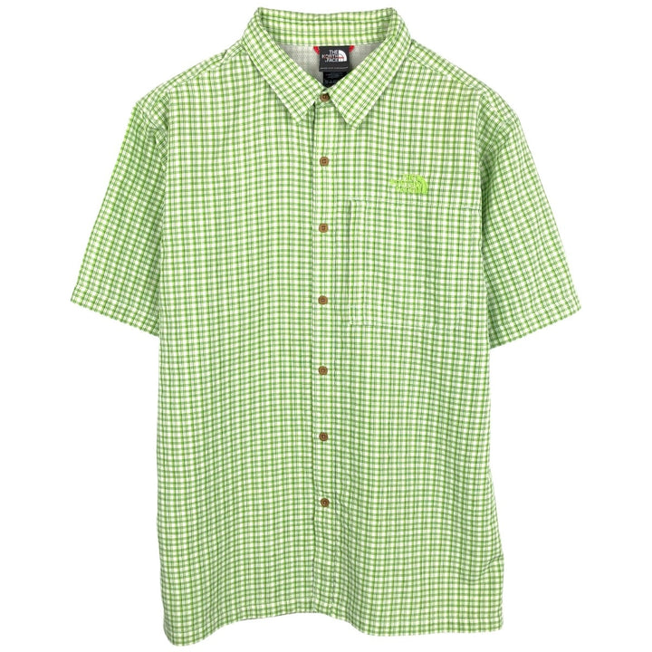 The North Face Short-Sleeve Check Shirt Box Shirt, Men's Size L (approx.) Modal green type yellow green Vintage Second Hand