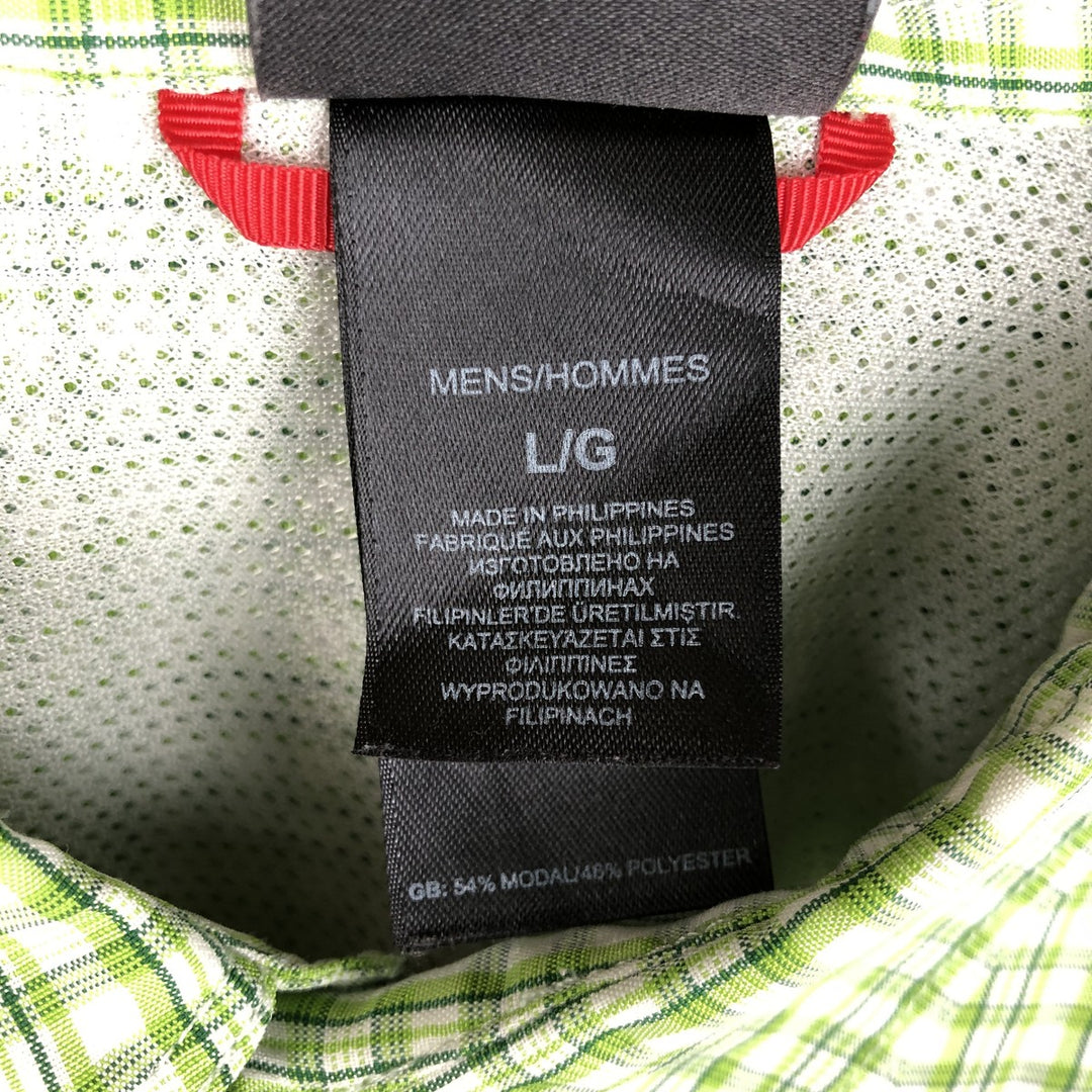 The North Face Short-Sleeve Check Shirt Box Shirt, Men's Size L (approx.) Modal green type yellow green Vintage Second Hand