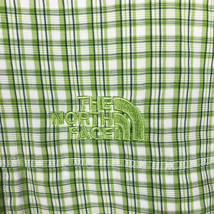 The North Face Short-Sleeve Check Shirt Box Shirt, Men's Size L (approx.) Modal green type yellow green Vintage Second Hand
