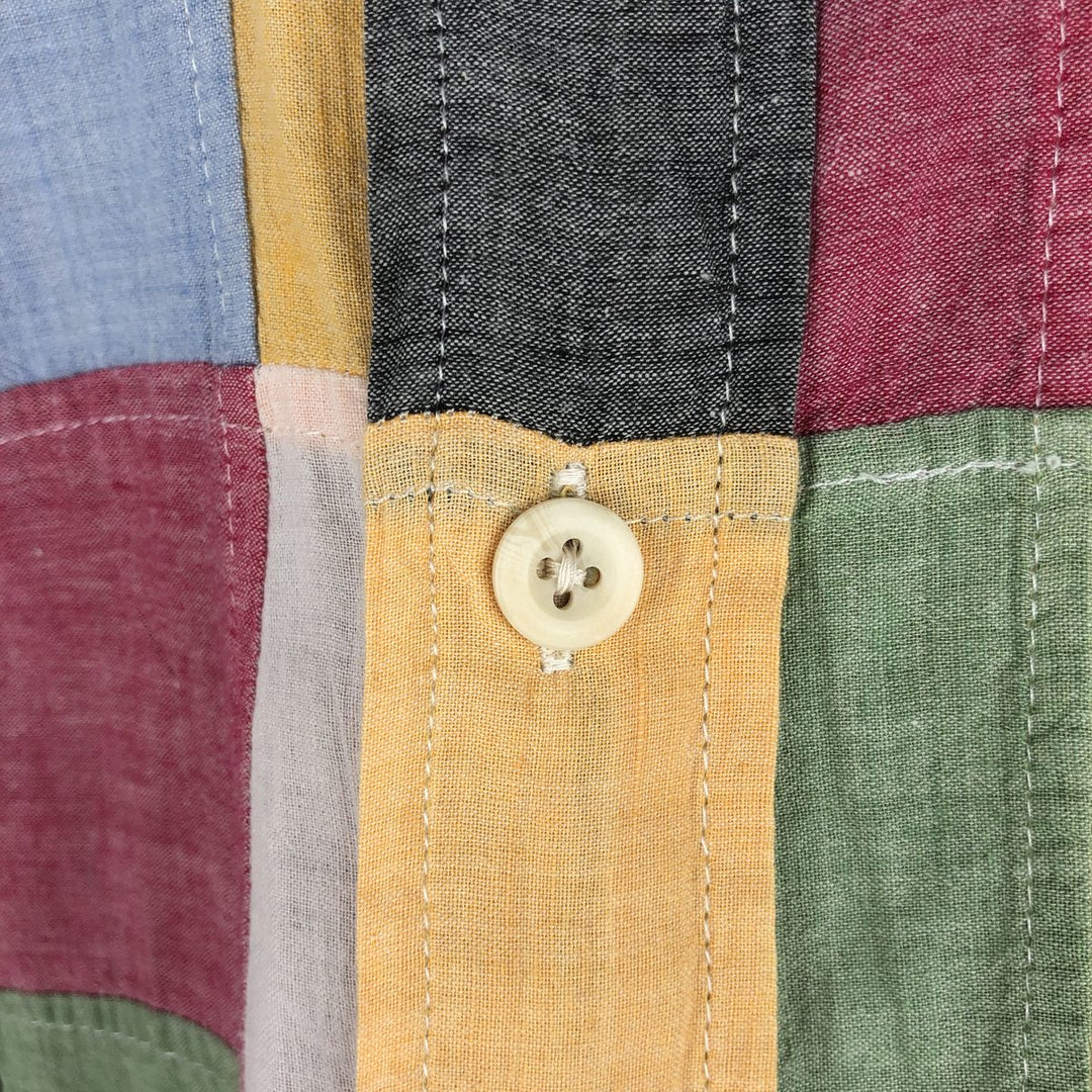 2000'S Orvis patchwork short-sleeved button-down check shirt, men's size L (approx.) cotton red type Vintage Second Hand