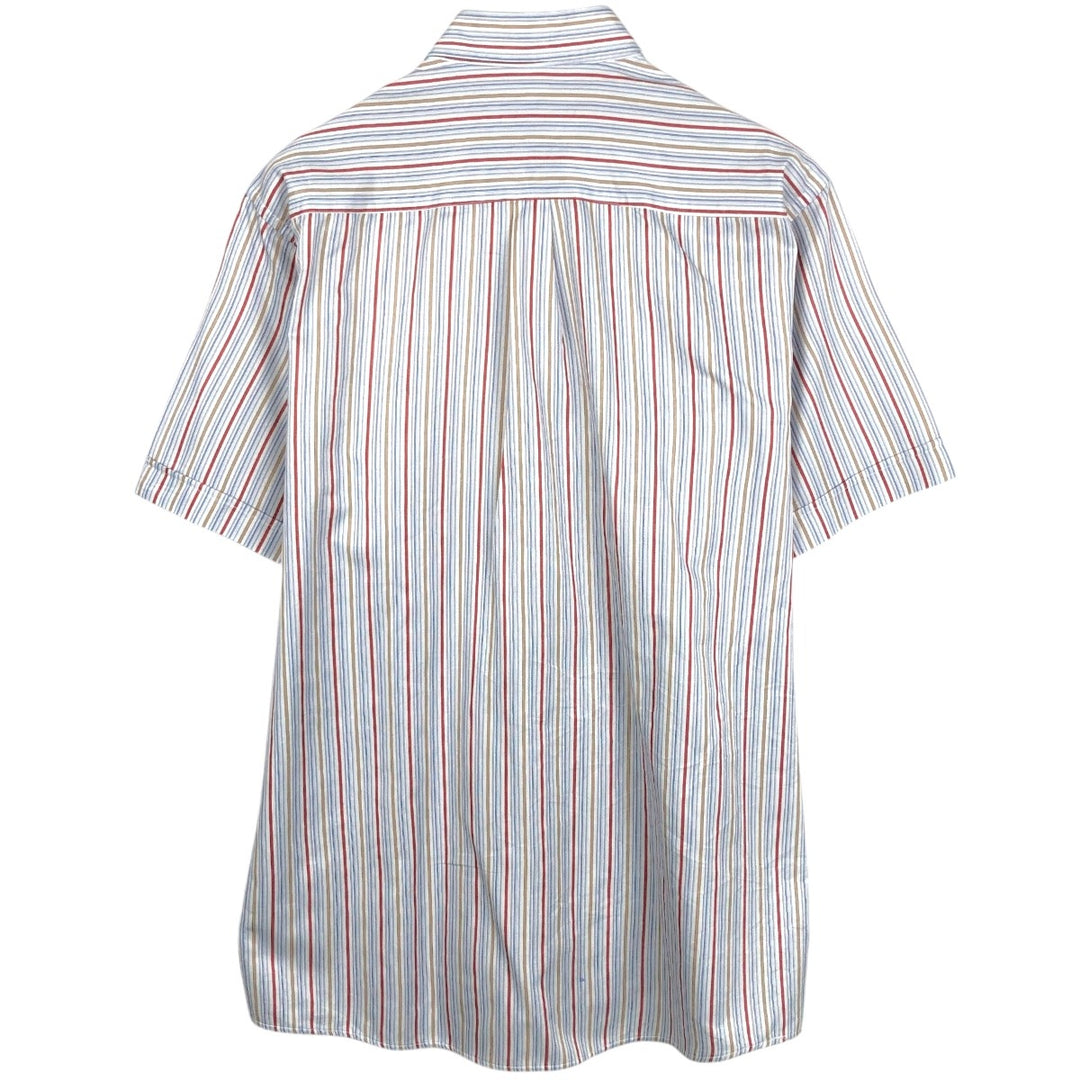 2000s- Lacoste short-sleeved striped shirt, men's size L (approx.) unclear Blue type light blue Vintage Second Hand