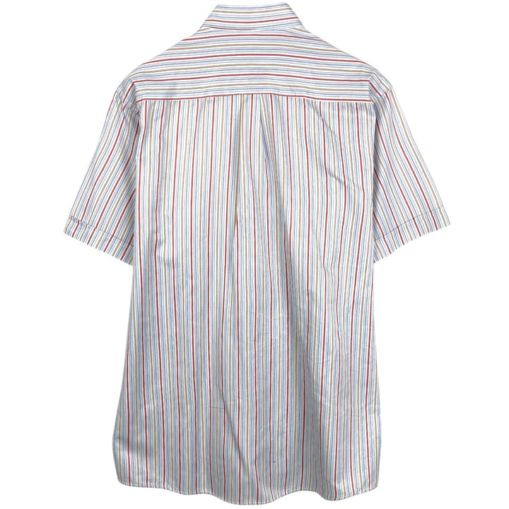 2000s- Lacoste short-sleeved striped shirt, men's size L (approx.) unclear Blue type light blue Vintage Second Hand