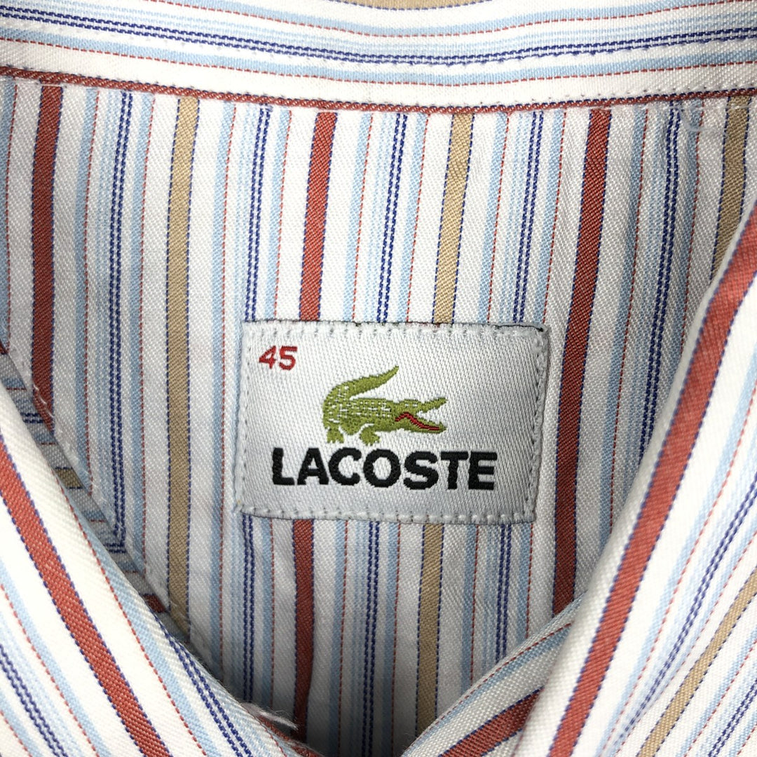 2000s- Lacoste short-sleeved striped shirt, men's size L (approx.) unclear Blue type light blue Vintage Second Hand