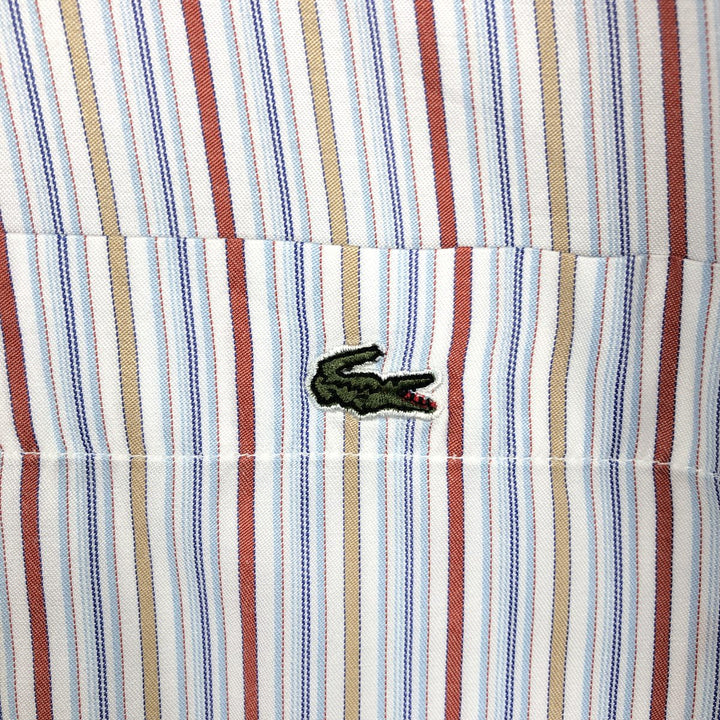 2000s- Lacoste short-sleeved striped shirt, men's size L (approx.) unclear Blue type light blue Vintage Second Hand