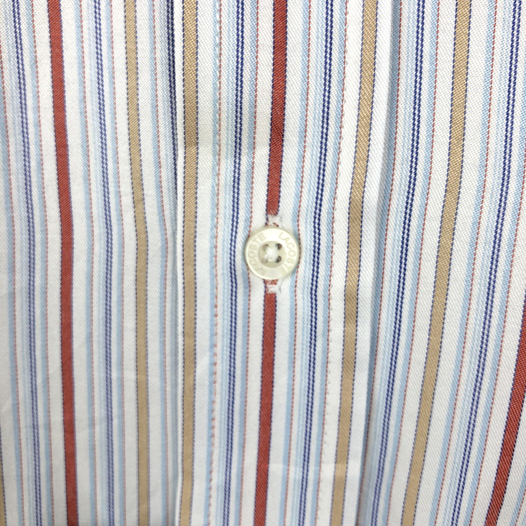 2000s- Lacoste short-sleeved striped shirt, men's size L (approx.) unclear Blue type light blue Vintage Second Hand