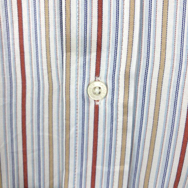 2000s- Lacoste short-sleeved striped shirt, men's size L (approx.) unclear Blue type light blue Vintage Second Hand