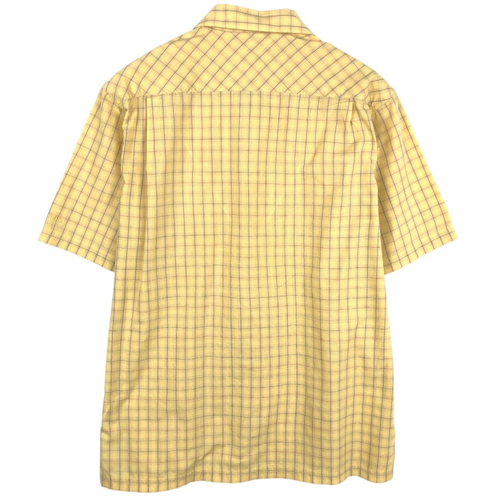 2000'S Columbia Short-Sleeve Cotton Check Shirt, Wide Collar, Boxy Shirt, Men's Size L (approx.) cotton yellow type Vintage Second Hand
