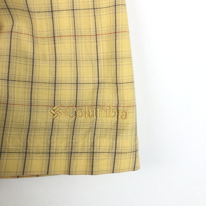 2000'S Columbia Short-Sleeve Cotton Check Shirt, Wide Collar, Boxy Shirt, Men's Size L (approx.) cotton yellow type Vintage Second Hand