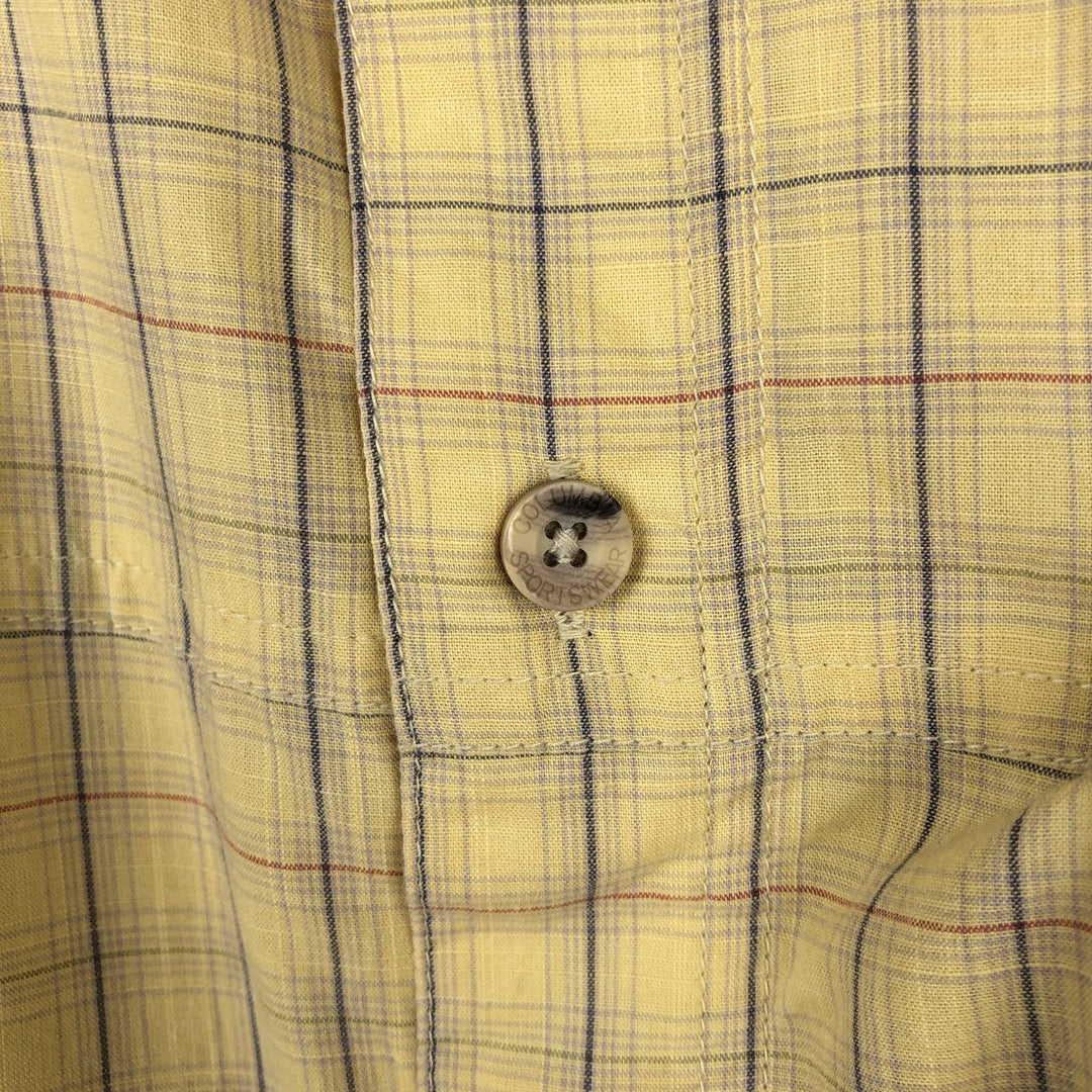 2000'S Columbia Short-Sleeve Cotton Check Shirt, Wide Collar, Boxy Shirt, Men's Size L (approx.) cotton yellow type Vintage Second Hand
