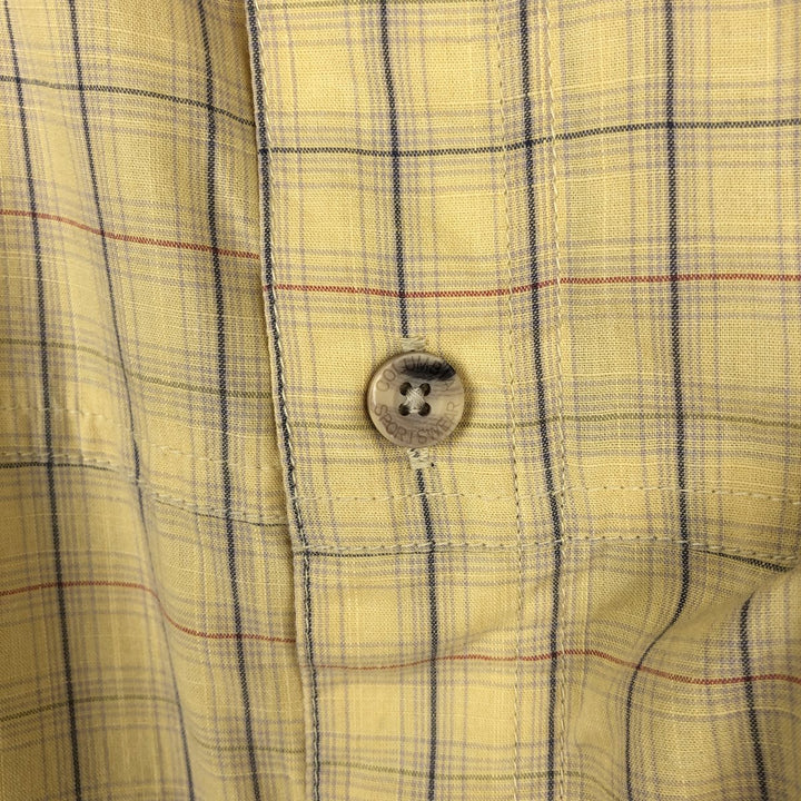 2000'S Columbia Short-Sleeve Cotton Check Shirt, Wide Collar, Boxy Shirt, Men's Size L (approx.) cotton yellow type Vintage Second Hand