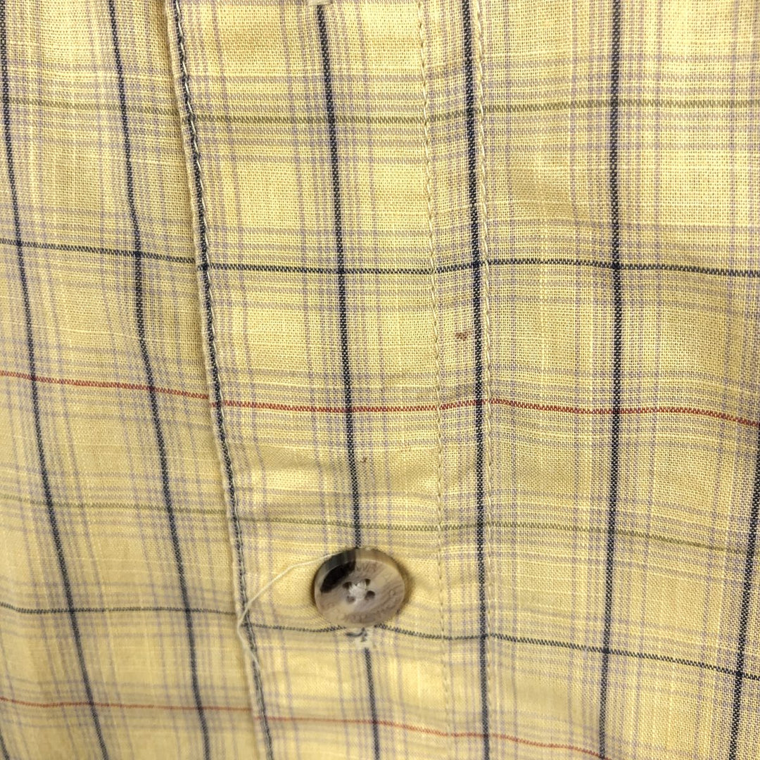 2000'S Columbia Short-Sleeve Cotton Check Shirt, Wide Collar, Boxy Shirt, Men's Size L (approx.) cotton yellow type Vintage Second Hand