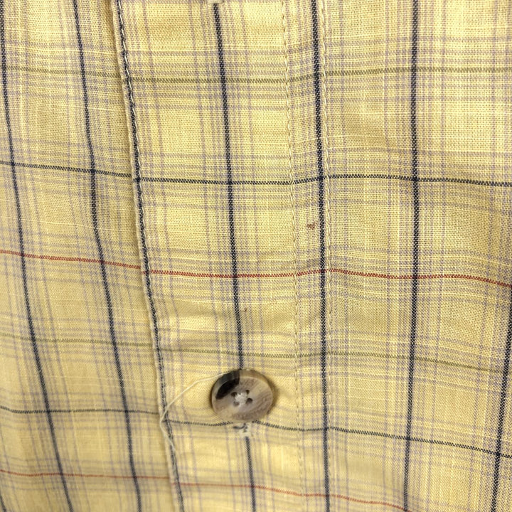 2000'S Columbia Short-Sleeve Cotton Check Shirt, Wide Collar, Boxy Shirt, Men's Size L (approx.) cotton yellow type Vintage Second Hand