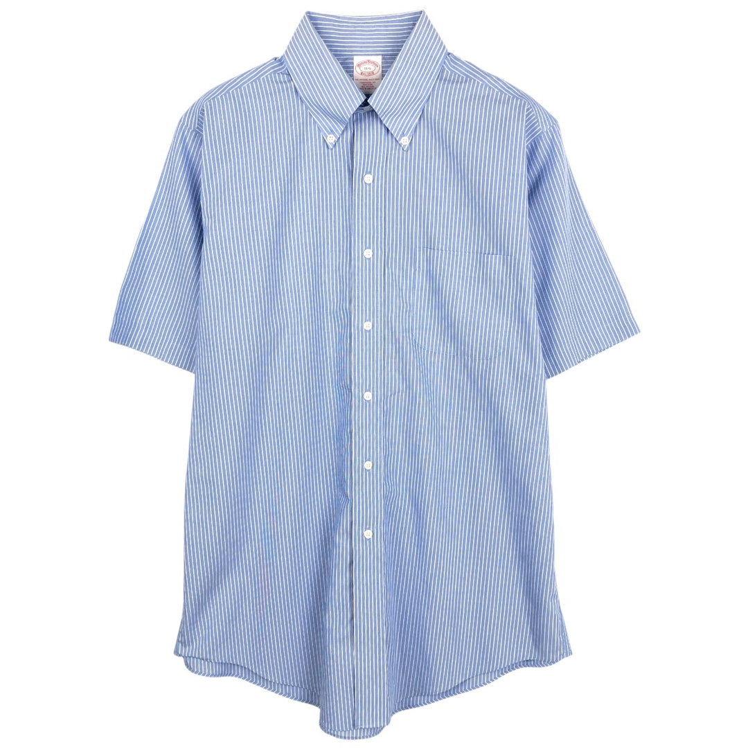 Brooks Brothers Est.1818 Short Sleeve Button-Down Striped Shirt, Men's M cotton blue type Vintage Second Hand