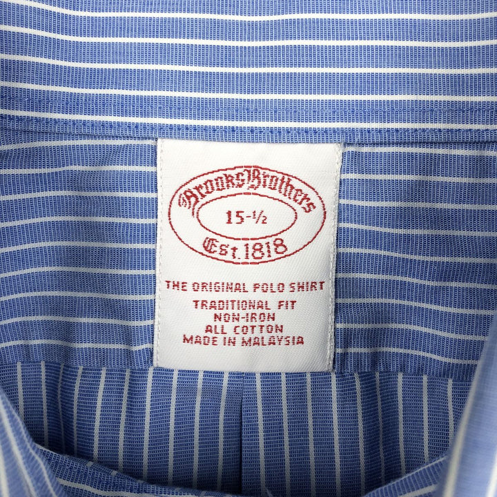 Brooks Brothers Est.1818 Short Sleeve Button-Down Striped Shirt, Men's M cotton blue type Vintage Second Hand