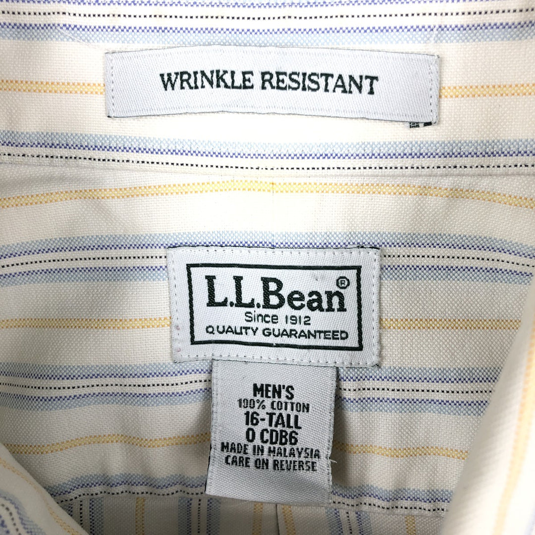 90'S L.L.Bean Wrinkle Resistant Short-Sleeve Button-Down Check Shirt, Men's Size L (approx.), Vintage cotton white type Vintage Second Hand