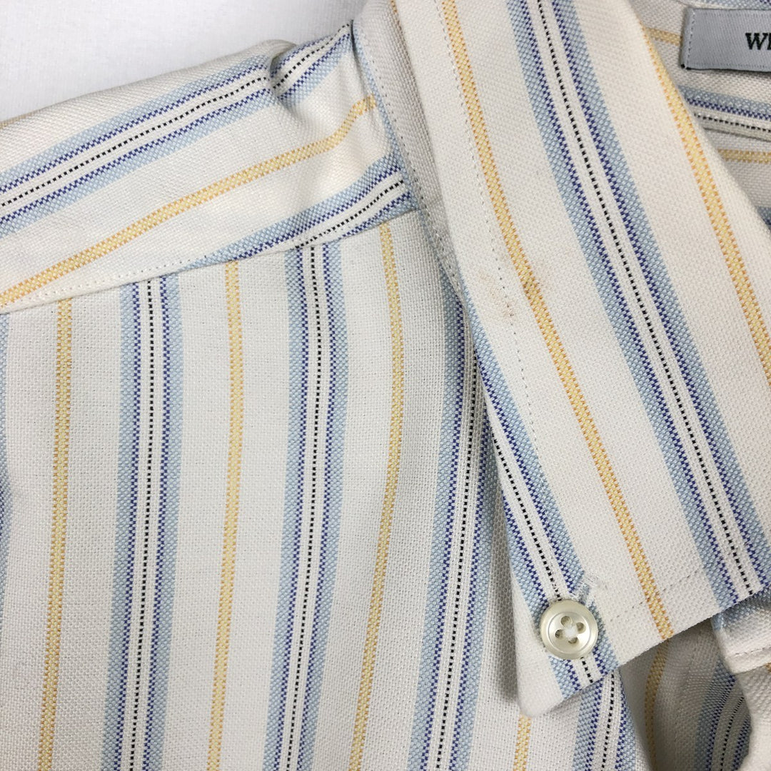 90'S L.L.Bean Wrinkle Resistant Short-Sleeve Button-Down Check Shirt, Men's Size L (approx.), Vintage cotton white type Vintage Second Hand