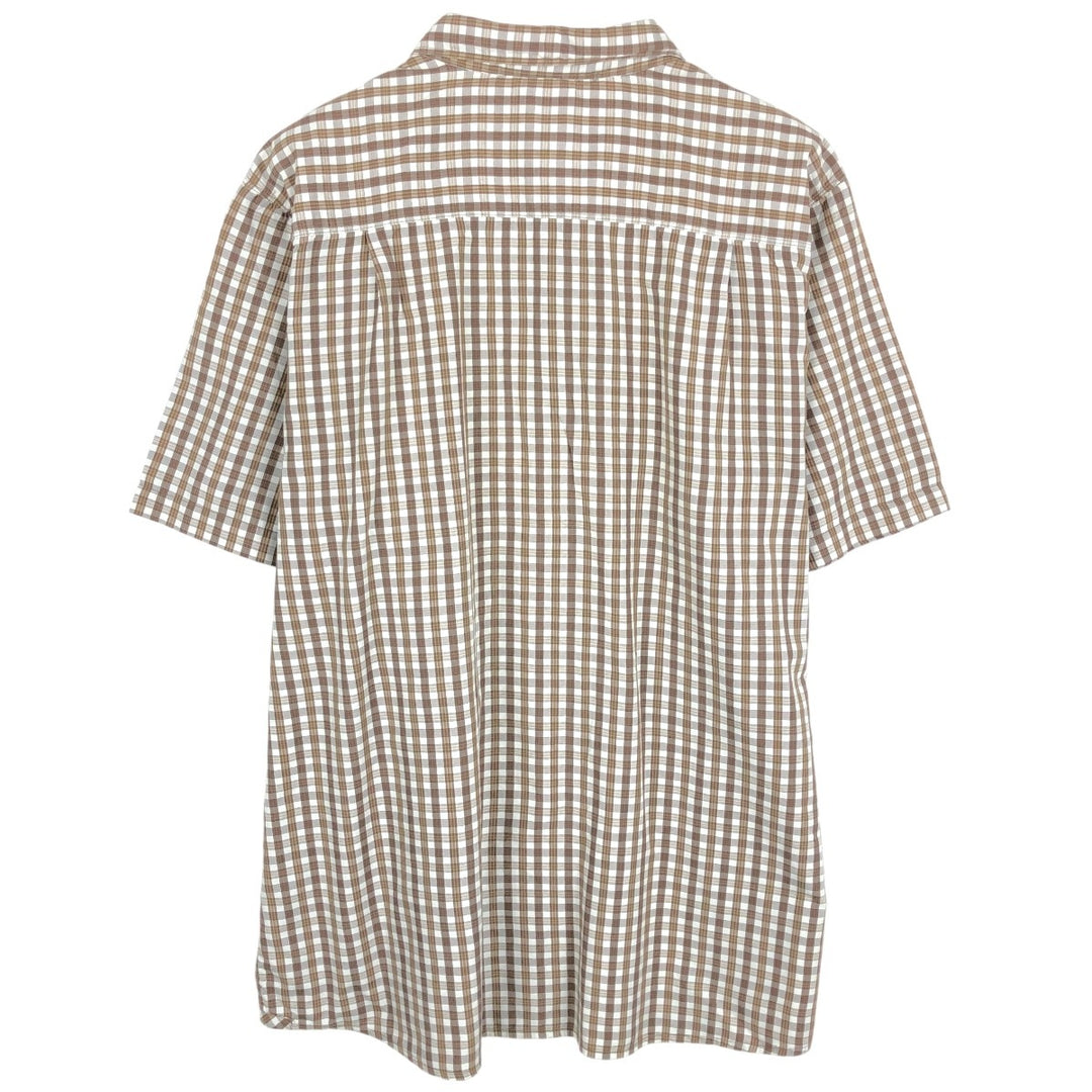 The North Face Short-Sleeve Check Shirt, Boxy Shirt, Men's Size XL (approx.) Nylon brown type Vintage Second Hand