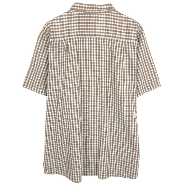 The North Face Short-Sleeve Check Shirt, Boxy Shirt, Men's Size XL (approx.) Nylon brown type Vintage Second Hand