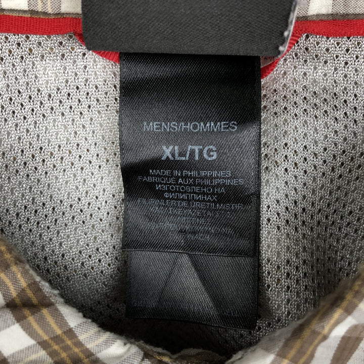 The North Face Short-Sleeve Check Shirt, Boxy Shirt, Men's Size XL (approx.) Nylon brown type Vintage Second Hand