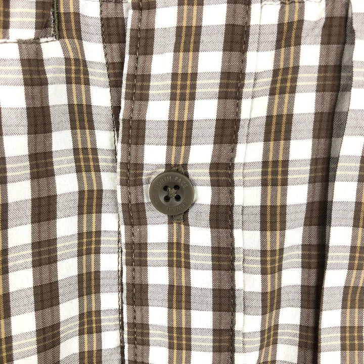 The North Face Short-Sleeve Check Shirt, Boxy Shirt, Men's Size XL (approx.) Nylon brown type Vintage Second Hand