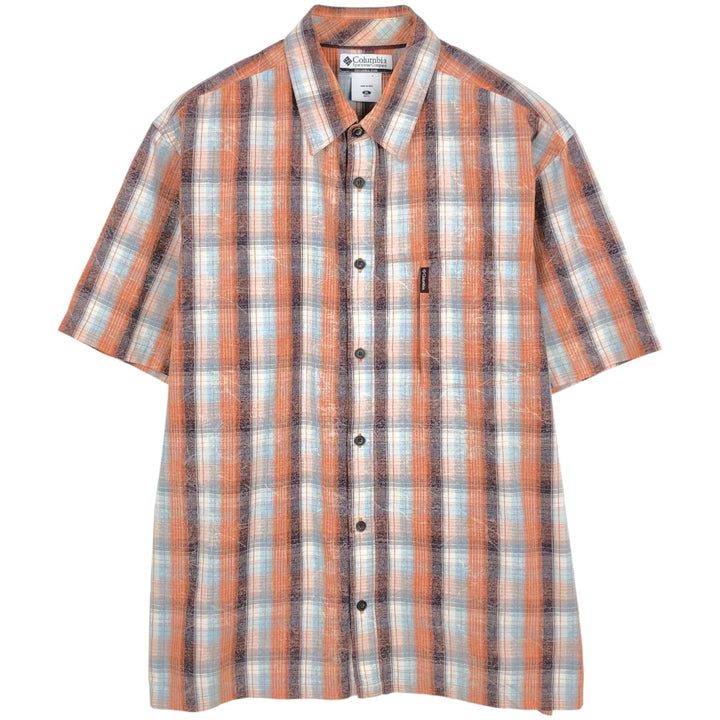 2000'S Columbia Short-Sleeve Cotton Check Shirt, Boxy Fit, Men's Size XL (approx.) cotton multicolor Vintage Second Hand