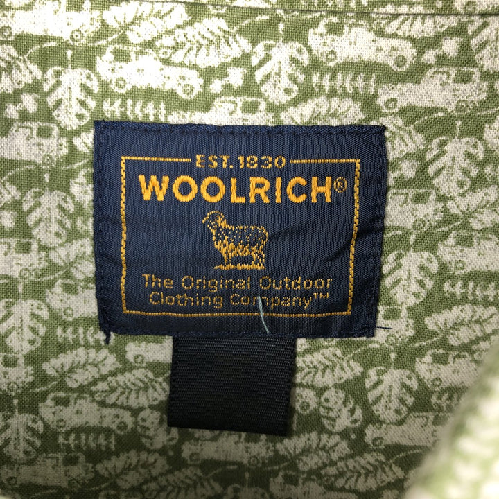 Woolrich WOOLRICH all-over print short-sleeved button-down shirt, men's size XXL equivalent. cotton green type Vintage Second Hand