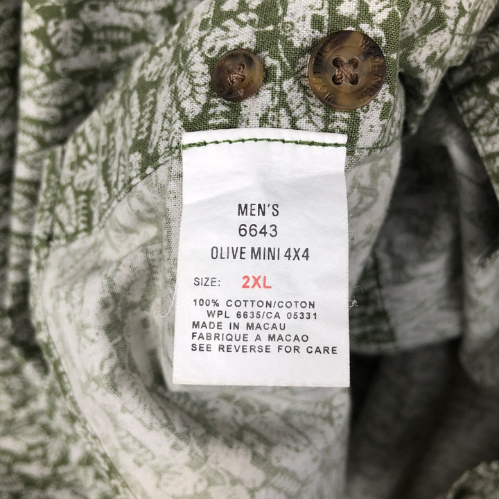 Woolrich WOOLRICH all-over print short-sleeved button-down shirt, men's size XXL equivalent. cotton green type Vintage Second Hand