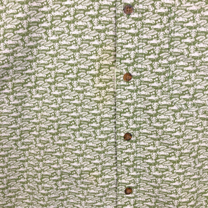Woolrich WOOLRICH all-over print short-sleeved button-down shirt, men's size XXL equivalent. cotton green type Vintage Second Hand