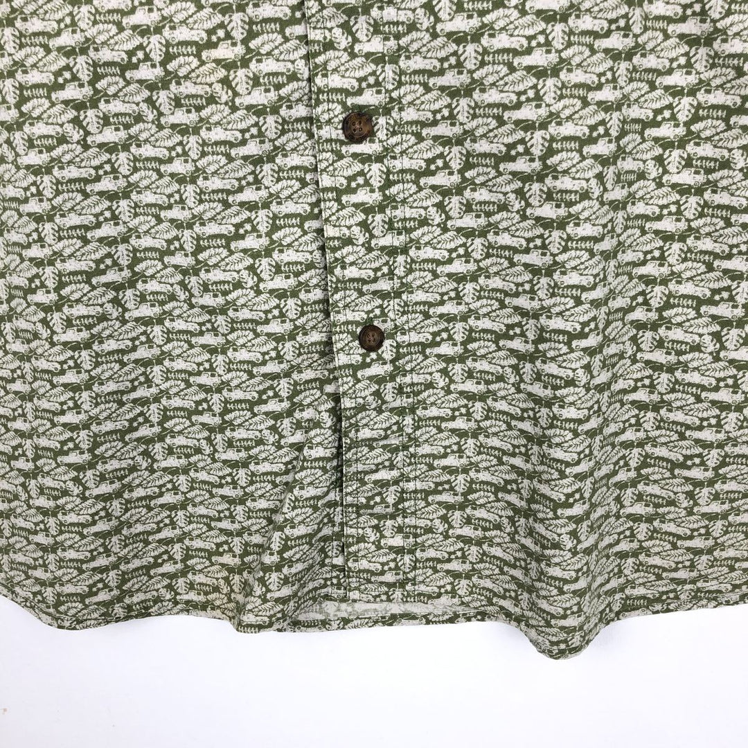Woolrich WOOLRICH all-over print short-sleeved button-down shirt, men's size XXL equivalent. cotton green type Vintage Second Hand