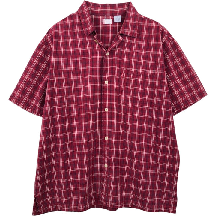 Levi's Short-Sleeve Open-Collar Cotton Shirt, Boxy Fit, Men's Size L (approx.) cotton red type Vintage Second Hand