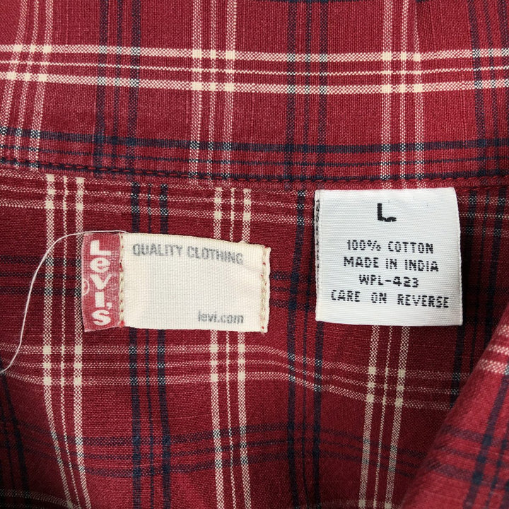Levi's Short-Sleeve Open-Collar Cotton Shirt, Boxy Fit, Men's Size L (approx.) cotton red type Vintage Second Hand