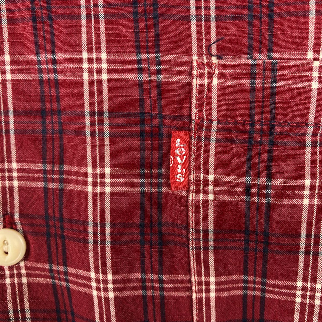 Levi's Short-Sleeve Open-Collar Cotton Shirt, Boxy Fit, Men's Size L (approx.) cotton red type Vintage Second Hand
