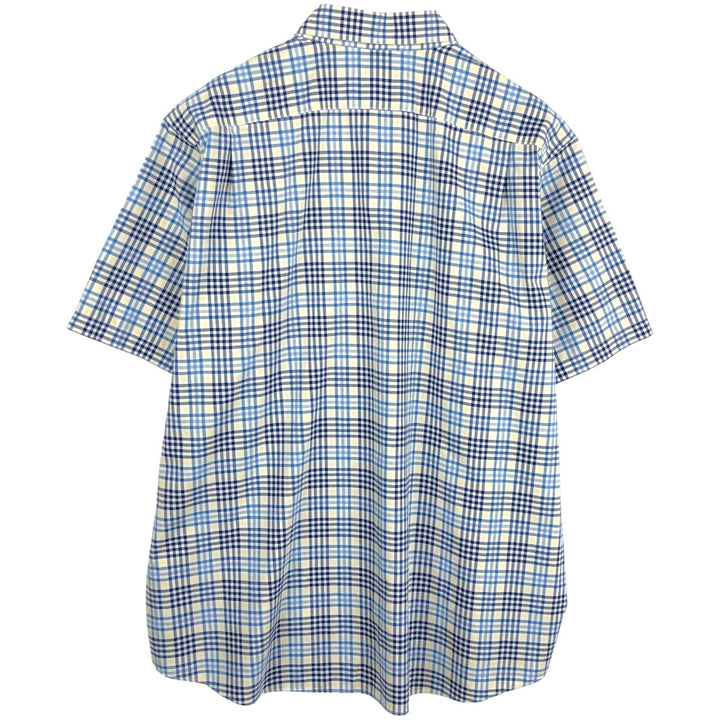 90s-00'S L.L.Bean Traditional Fit Short-Sleeve Button-Down Check Shirt, Men's Size XL (Equivalent), Vintage cotton navy blue type Vintage Second Hand