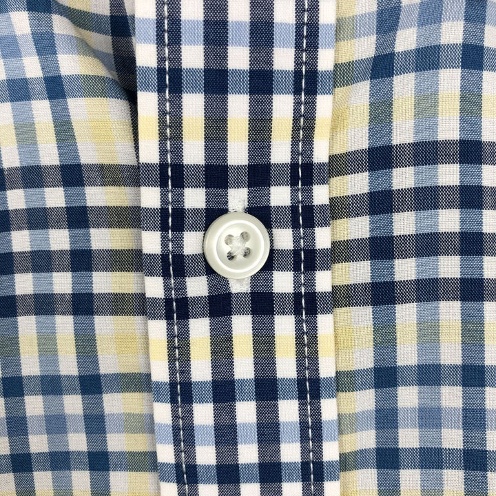 90s-00'S L.L.Bean Traditional Fit Short-Sleeve Button-Down Check Shirt, Men's Size XL (Equivalent), Vintage cotton navy blue type Vintage Second Hand