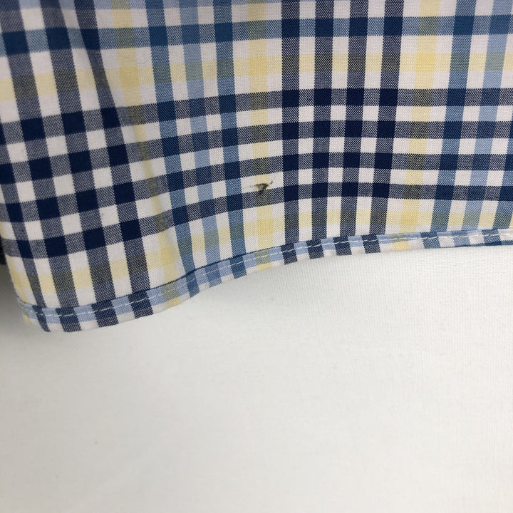 90s-00'S L.L.Bean Traditional Fit Short-Sleeve Button-Down Check Shirt, Men's Size XL (Equivalent), Vintage cotton navy blue type Vintage Second Hand