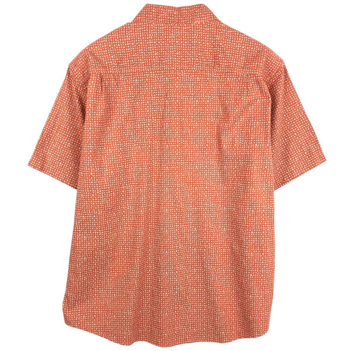 90'S LLBean Traditional Fit Short-Sleeve Cotton Shirt, Men's Size L (approx.), Vintage cotton red type reddish brown Vintage Second Hand