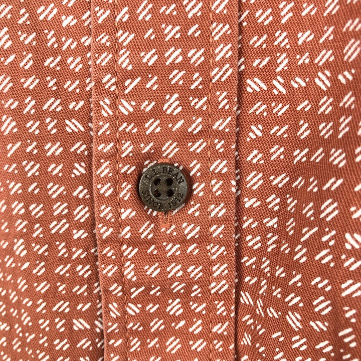90'S LLBean Traditional Fit Short-Sleeve Cotton Shirt, Men's Size L (approx.), Vintage cotton red type reddish brown Vintage Second Hand