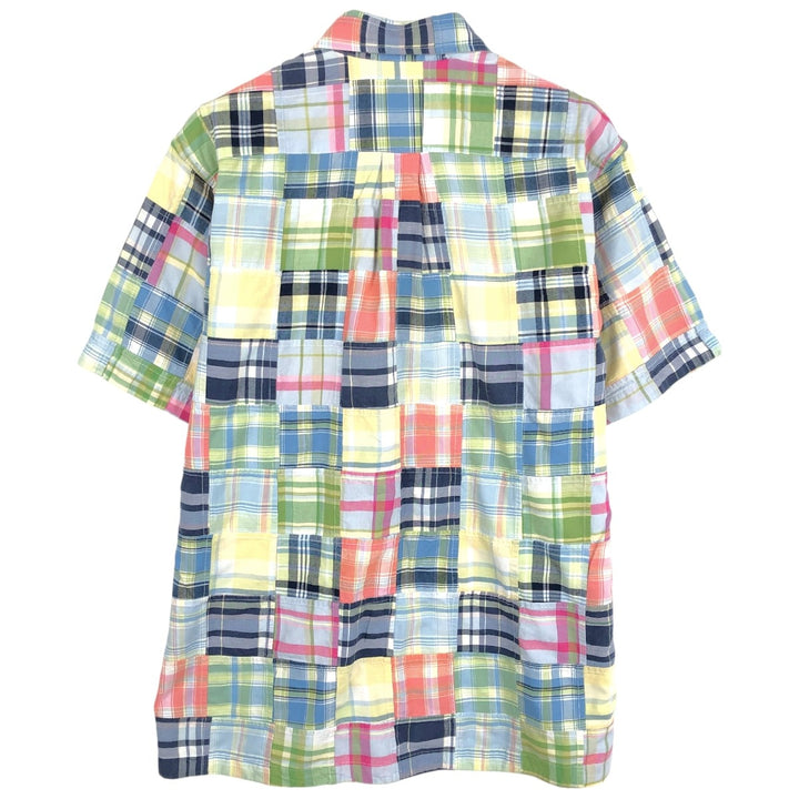 Brooks Brothers ESTABLISHED 1818 Short-Sleeve Button-Down Check Shirt, Patchwork Box Shirt, Men's Size M (approx.) cotton multicolor Vintage Second Hand