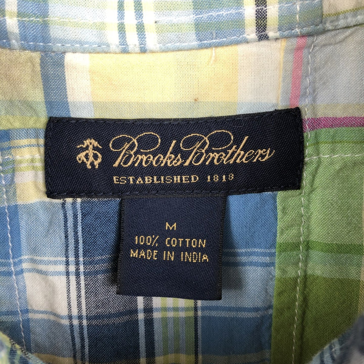 Brooks Brothers ESTABLISHED 1818 Short-Sleeve Button-Down Check Shirt, Patchwork Box Shirt, Men's Size M (approx.) cotton multicolor Vintage Second Hand
