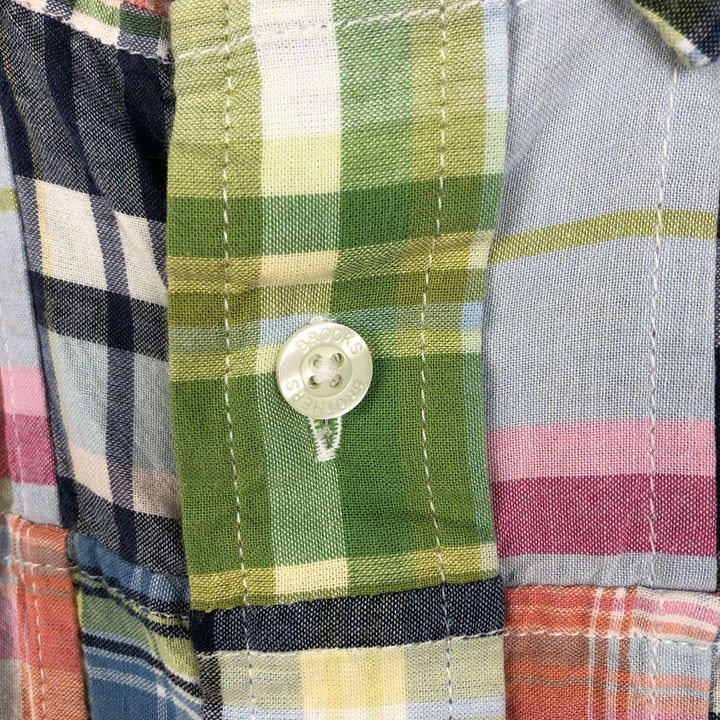 Brooks Brothers ESTABLISHED 1818 Short-Sleeve Button-Down Check Shirt, Patchwork Box Shirt, Men's Size M (approx.) cotton multicolor Vintage Second Hand
