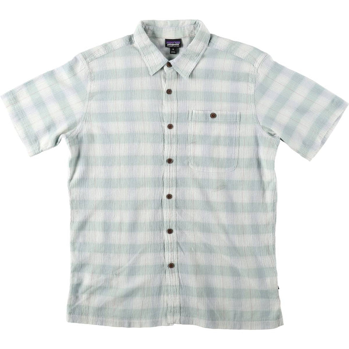Patagonia Organic Cotton 52921SP19 Short-Sleeve Cotton Check Shirt, Boxy Shirt, Men's Size M cotton white type Vintage Second Hand