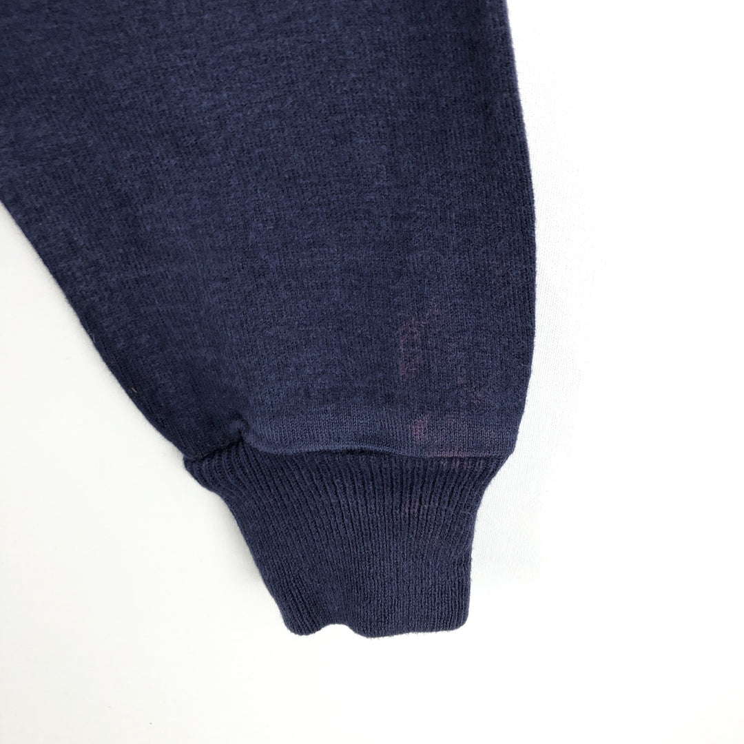 1980'S LL Bean Long-Sleeve Rugby Shirt, Made in USA, Men's Size L (Equivalent), Vintage cotton navy blue type Vintage Second Hand