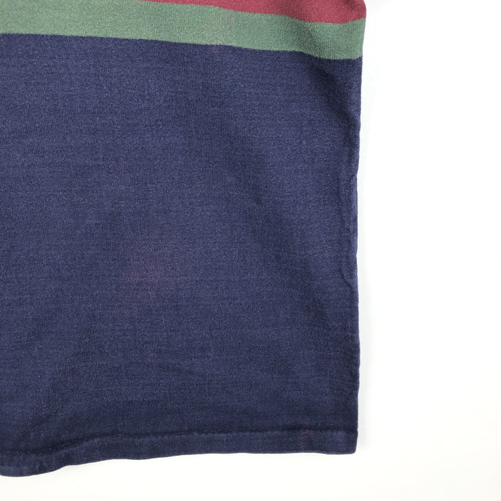 1980'S LL Bean Long-Sleeve Rugby Shirt, Made in USA, Men's Size L (Equivalent), Vintage cotton navy blue type Vintage Second Hand