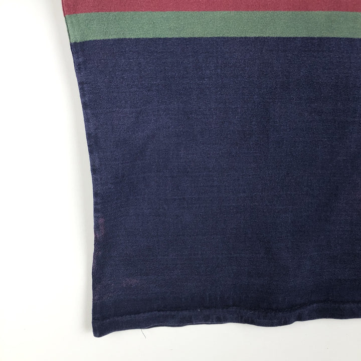 1980'S LL Bean Long-Sleeve Rugby Shirt, Made in USA, Men's Size L (Equivalent), Vintage cotton navy blue type Vintage Second Hand