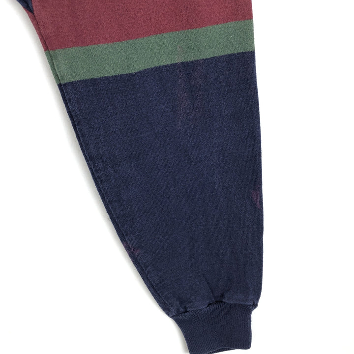 1980'S LL Bean Long-Sleeve Rugby Shirt, Made in USA, Men's Size L (Equivalent), Vintage cotton navy blue type Vintage Second Hand
