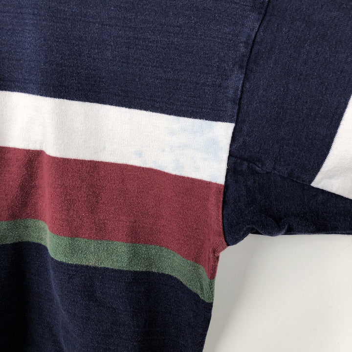 1980'S LL Bean Long-Sleeve Rugby Shirt, Made in USA, Men's Size L (Equivalent), Vintage cotton navy blue type Vintage Second Hand